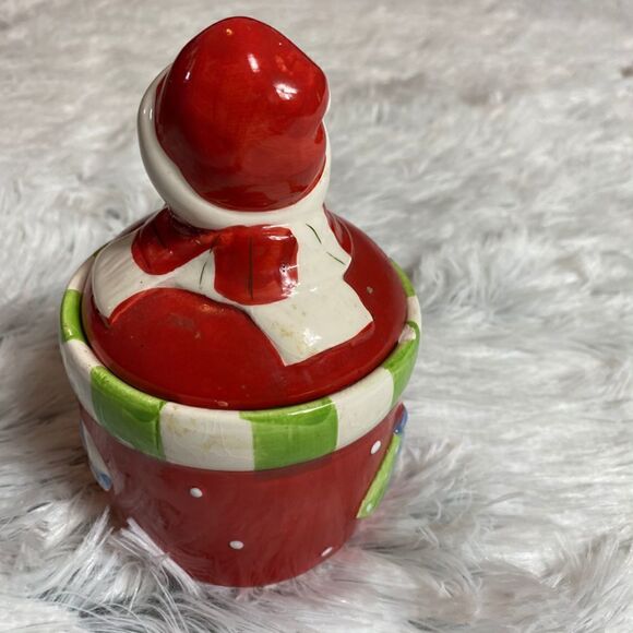 Royal Norfolk Christmas Snowman Candy Dish with Lid - Picture 6 of 7